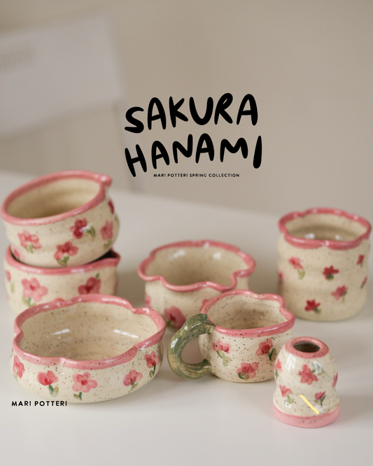 MARI POTTERI SAKURA HANAMI (matchari, matcha bowl, tumbler, mug, bowl )- pre-order 6-8 weeks