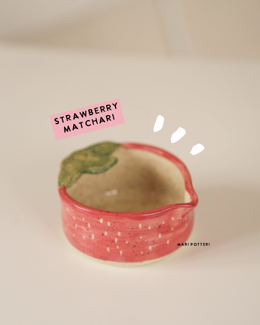 MARI POTTERI STRAWBERRY MATCHARI ( matcha bowl ) - PREORDER