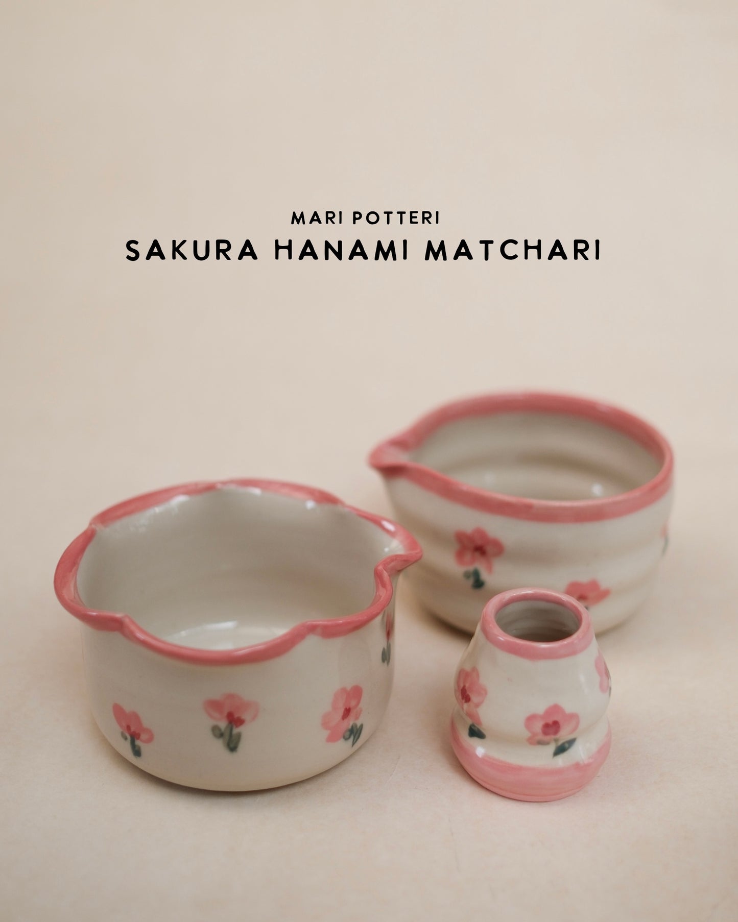 MARI POTTERI SAKURA HANAMI (matchari, matcha bowl, tumbler, mug, bowl )- pre-order 8-10 weeks