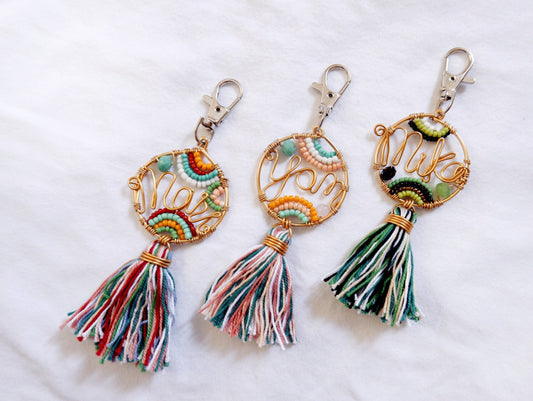 CUSTOM BEADED KEYCHAIN + TASSEL