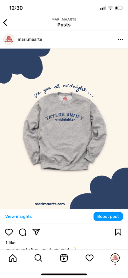 TAYLOR SWIFT MIDNIGHTS VARSITY PULLOVER